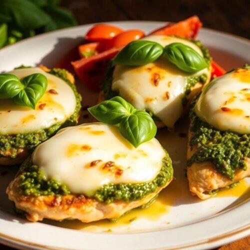 Easy Baked Pesto Mozzarella Chicken