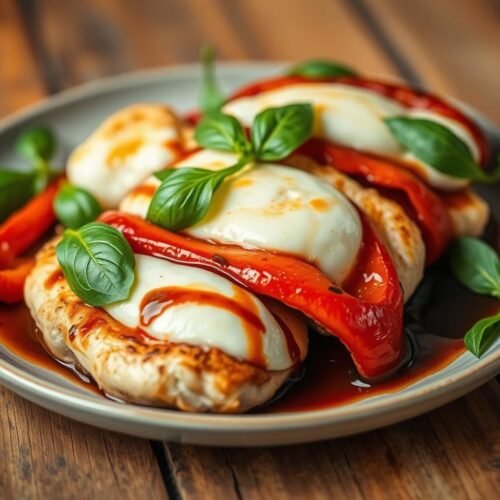 Roasted Red Pepper & Mozzarella Stuffed Chicken